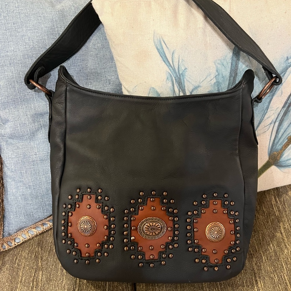American West Midnight Copper Black & Brown Soft Leather Bag- Concealed Carry
